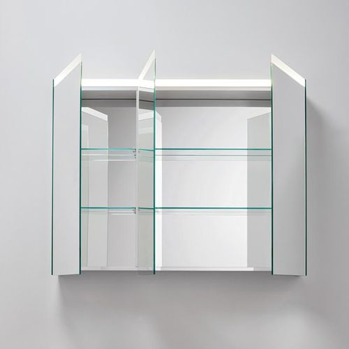 Armário de casa de banho com espelho com iluminação embutida - VITTORIA 3 DOORS - Oasis Group srl - contemporânea / de parede
