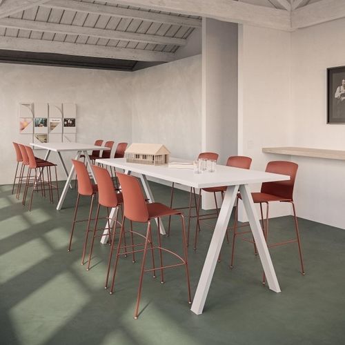 Mesa alta contemporânea - CROSS - Arper - em laminado melamínico / com base em aço laqueada / retangular