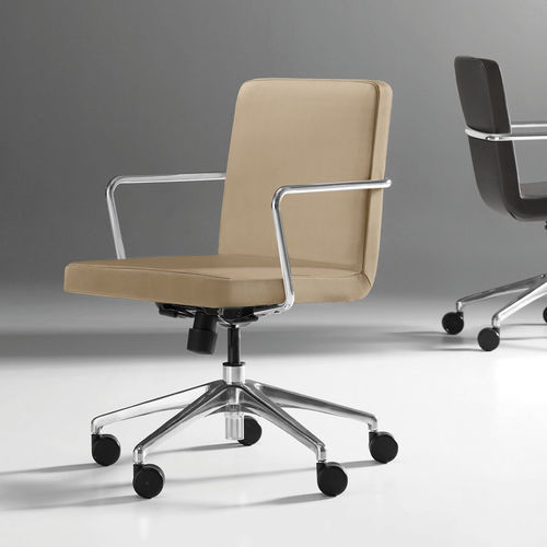 Cadeira contemporânea - DUET - BERNHARD design - para ambiente interno / em couro / em tecido