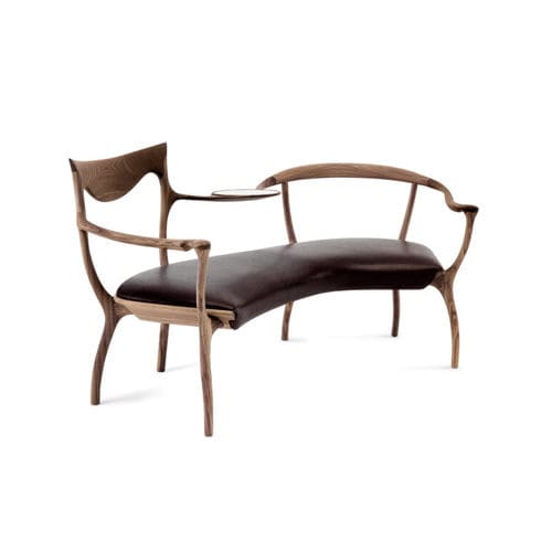 Banco de design orgânico - D.R.D.P. - CECCOTTI COLLEZIONI - em nogueira americana / em tecido / com encosto