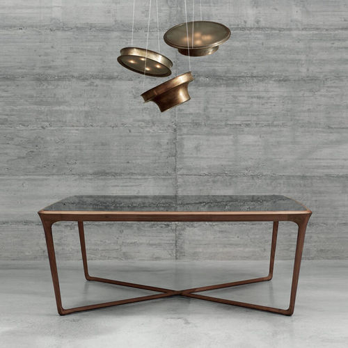 Mesa contemporânea - OBI  - CECCOTTI COLLEZIONI - em compensado / em vidro / com base em nogueira americana