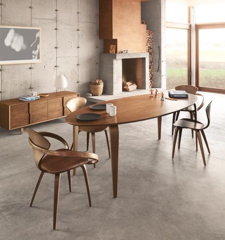 Mesa de jantar contemporânea - CDT series - Cherner - em compensado moldado / com base em madeira compensada / oval