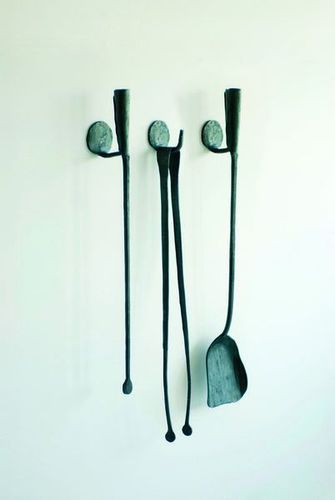 Conjunto de lareira de parede - A FERRO E FUOCO - Conmoto - em aço