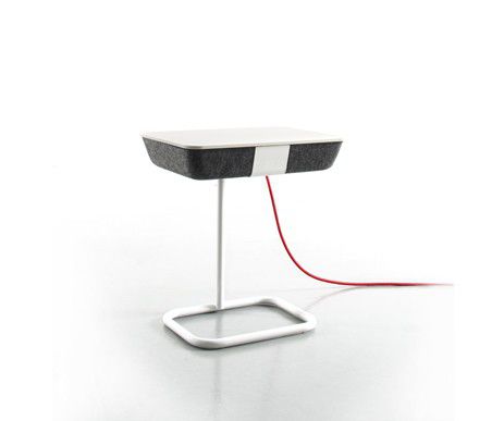 Mesa lateral contemporânea - PAD - Conmoto - em feltro / quadrada / com compartimento de arrumação
