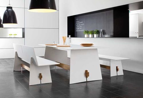 Mesa de jantar contemporânea - TENSION Maly Hoffmann Kahleyss - Conmoto - em HPL / retangular / da linha residencial