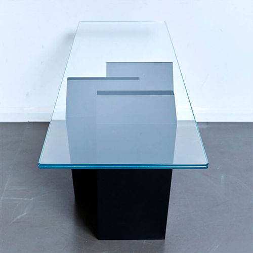 Mesa de jantar contemporânea - MONOLITH - Duffy London - em vidro / em aço revestido a pó / retangular