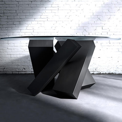 Mesa de design original - MEGALITH - Duffy London - em aço revestido a pó / com base em aço termolacado / redonda