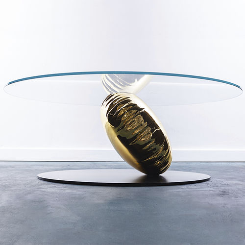 Mesa de centro contemporânea - Balance - Duffy London - em vidro / com base em aço / com base em aço inoxidável