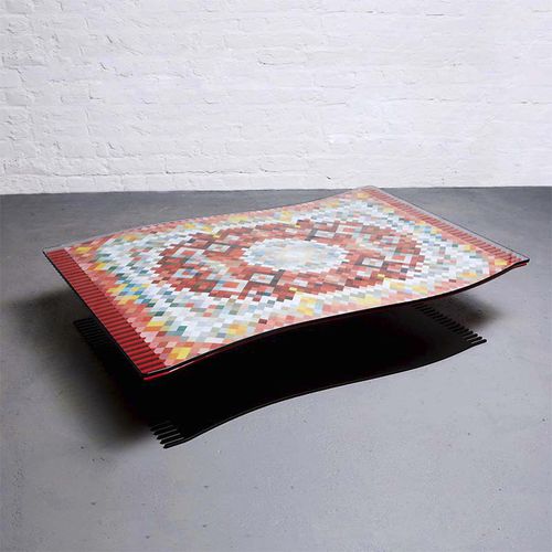 Mesa de centro de design original - FLYING CARPET - Duffy London - em vidro / em aço revestido a pó / retangular