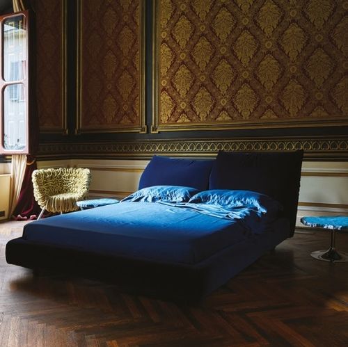 Cama de casal - STAND BY ME - edra - contemporânea / estofada / com cabeceira