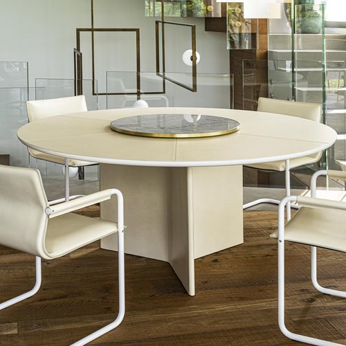 Mesa contemporânea - STAR - ENRICO PELLIZZONI - em couro / em vidro fumê / em cristal