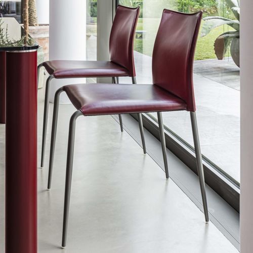 Cadeira contemporânea - GAZZELLA - ENRICO PELLIZZONI - para ambiente interno / em couro / em feltro
