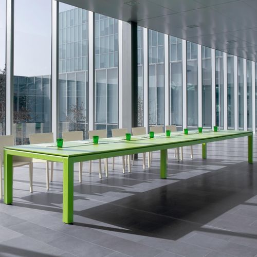 Mesa de reunião contemporânea - ABACO - ENRICO PELLIZZONI - em madeira / em cristal / em vidro laqueado
