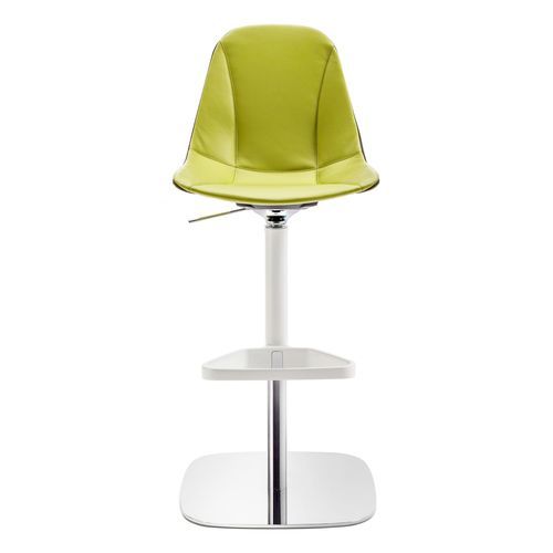 Banqueta alta contemporânea - COUTURE - ENRICO PELLIZZONI - em couro / com base em alumínio / com pé central