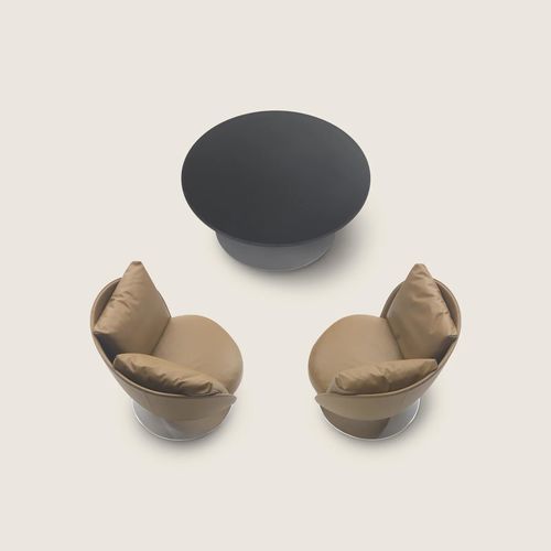 Mesa de centro contemporânea - ERI - FLEXFORM - em titânio / em wengé / em madeira maciça