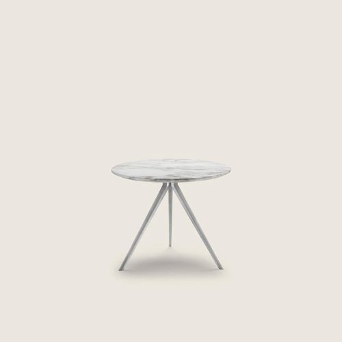 Mesa lateral contemporânea - ZEFIRO - FLEXFORM - em cromo / em titânio / com folheado de madeira