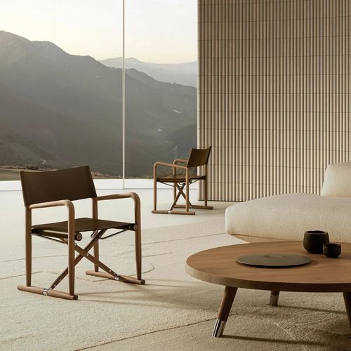 Poltrona contemporânea - LUCHINO - FLEXFORM - em pele de vaca / em nogueira / em termoplástico