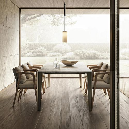 Mesa de jantar contemporânea - ISEO - FLEXFORM - metálica / em nogueira / em madeira de freixo