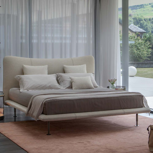 Cama contemporânea - BAIA - Flou - de casal / estofada / com cabeceira
