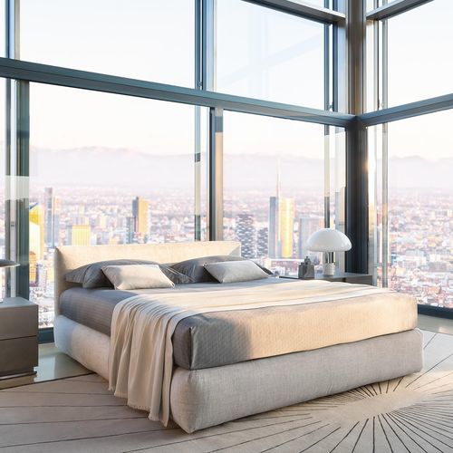 Cama contemporânea - MERKURIO - Flou - de casal / de solteiro / estofada