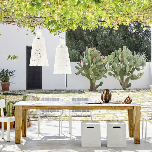 Mesa de jantar contemporânea - JEKO - GERVASONI - em mármore / com base em teca / retangular