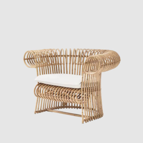 Poltrona contemporânea - R 513 - GERVASONI - em ratã / em ratã / personalizável