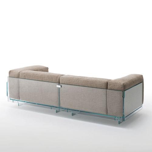 Sofá contemporâneo - CRYSTAL LOUNGE  - GLAS ITALIA - em tecido / branco / com base em vidro