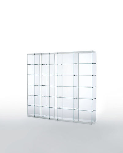 Livreiro contemporâneo - SPACE - GLAS ITALIA - em vidro / amarelo