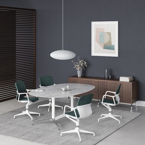 Mesa de conferências contemporânea - CIVIC  - Herman Miller - em laminado / em mármore / com base metálica