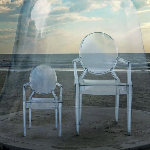 Cadeira contemporânea - LOULOU GHOST - Kartell - para ambiente interno / em policarbonato / com base em policarbonato