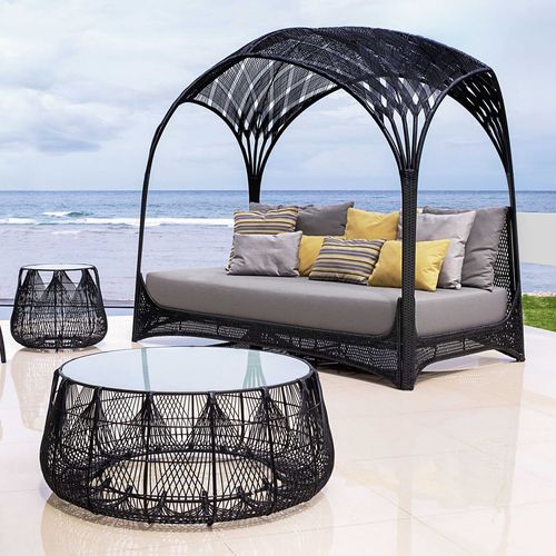 Divã contemporâneo - HAGIA - Kenneth Cobonpue - em aço / de jardim / com dossel