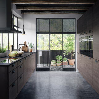 Cozinha contemporânea - HARMONY DARK - HTH Køkkener - em madeira maciça / com pegas