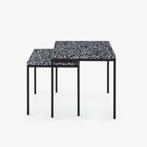 Mesa ninho contemporânea - AMADORA - Ligne Roset - em mármore / com base em aço laqueada / quadrada