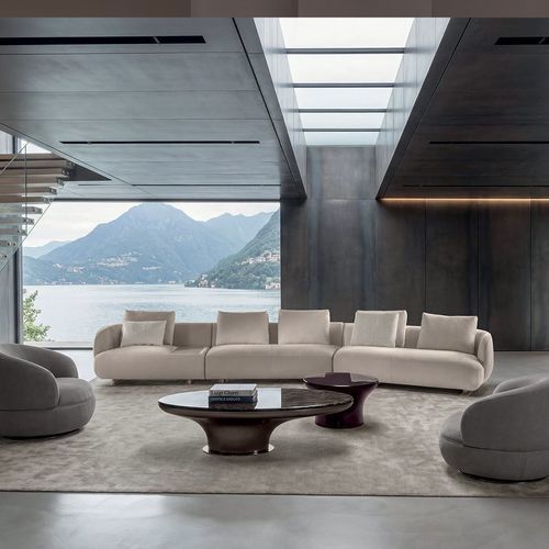 Sofá contemporâneo - ASTON - LONGHI S.p.a. - em tecido / em madeira de freixo / em palissandro