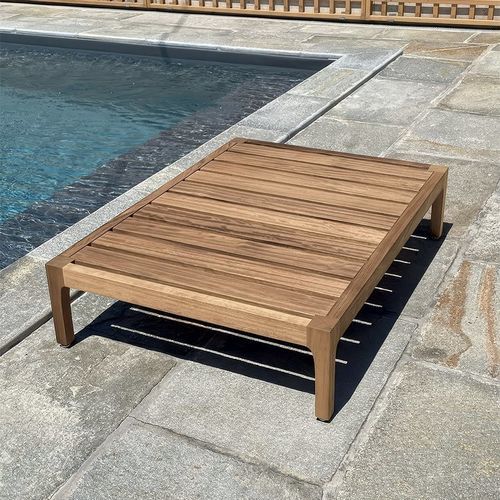Mesa lateral contemporânea - GARDEN - LONGHI S.p.a. - em iroko / com base em madeira / retangular