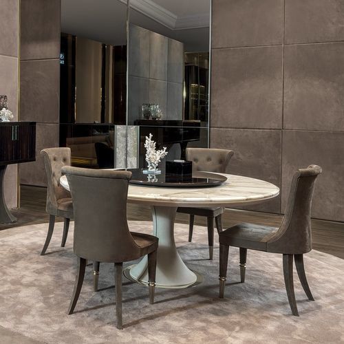 Mesa de jantar moderna - DAVID - LONGHI S.p.a. - de fibra de vidro / com base em aço inoxidável / com base em fibra de vidro