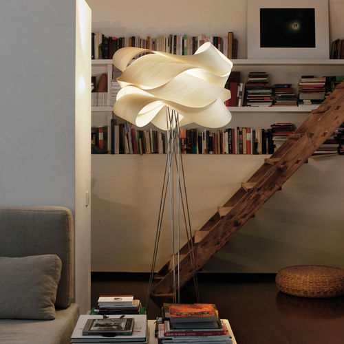 Luminária de piso - LINK - Lzf-Lamps - em metal cromado / em madeira / de design original