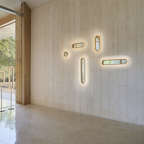 Arandela contemporânea - LENS SUPEROVAL - Lzf-Lamps - para ambiente interno / com folheado de madeira / oval