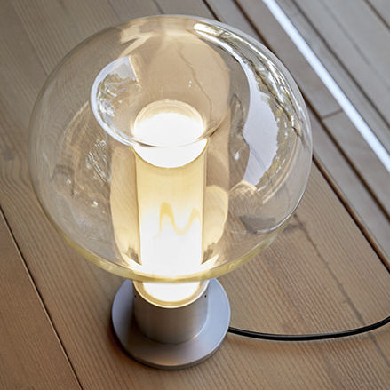 Luminária de mesa - ERIS - Lzf-Lamps - em alumínio / em vidro borossilicato / com folheado de madeira