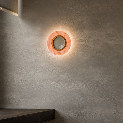 Arandela contemporânea - LENS - Lzf-Lamps - para ambiente interno / com folheado de madeira / circular