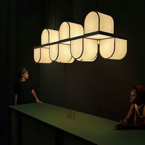 Lustre contemporâneo - OSCA  - Lzf-Lamps - com folheado de madeira / da linha comercial / escultura