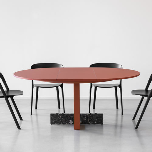 Mesa contemporânea - PIED-&Agrave;-TERRE - MAGIS - em aço / com base em mármore / redonda