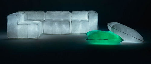 Sofá de design original - VIA LATTEA - Meritalia - em tecido / azul / de Mario Bellini