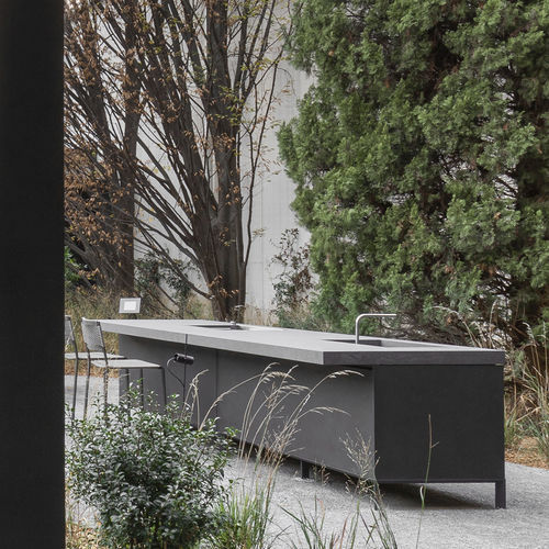 Cozinha para ambiente externo - HELIOS - Molteni&C - contemporânea / em aço / em cerâmica