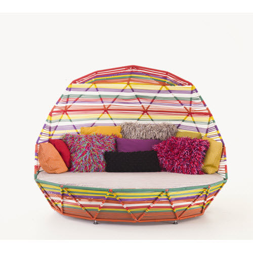 Divã contemporâneo - TROPICALIA - MOROSO - em tecido / em aço laqueado / com base metálica