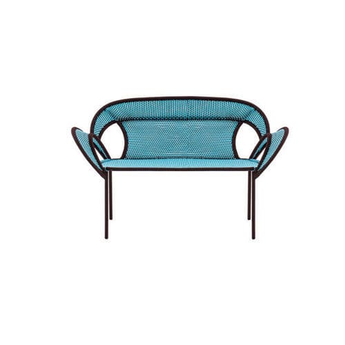 Banco de jardim contemporâneo - BANJOOLI - MOROSO - em aço laqueado / em polietileno / com encosto
