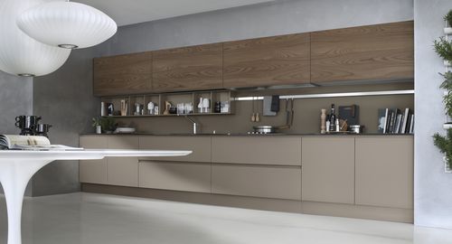 Cozinha contemporânea - SYSTEM COLLECTION - Pedini - em vidro / com folheado de madeira / sem puxadores