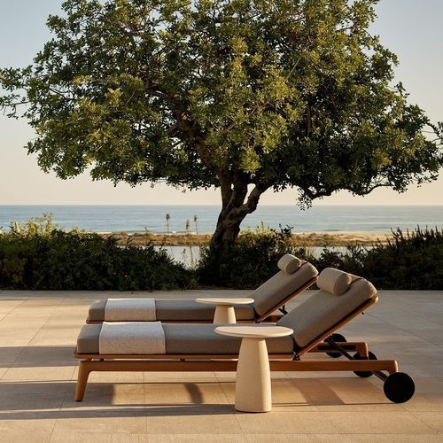 Espreguiçadeira contemporânea - MAGNOLIA - Poliform - em tecido / em iroko / com encosto ajustável