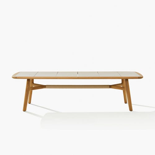 Mesa de jantar contemporânea - CURVE - Poliform - em cerâmica / com base em teca / curva
