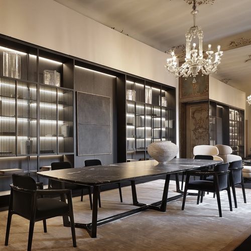 Mesa de jantar contemporânea - NEO CONCORDE - Poliform - em mármore / com base em olmo / retangular